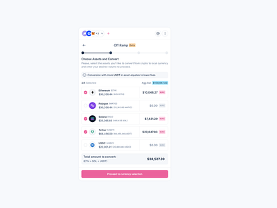 Chain Abstraction: Choose Assets blockchain crypto defi design figma product ui