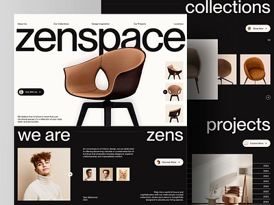 Zenspace - Landing Page Website aesthetic branding design furniturewebsite interface landingpage logo moderndesign ui uiux ux