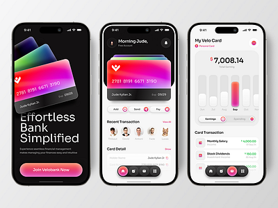 Velobank - Digital Neo Bank Card Mobile App app branding design mobileapp mobilebanking moderndesign ui ux