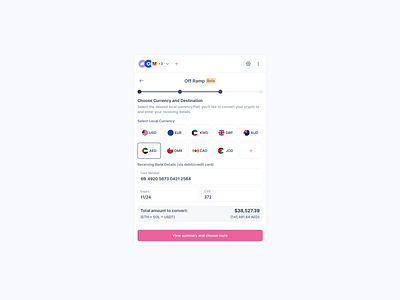 Chain Abstraction: Select Local Currency blockchain crypto defi design figma product ui