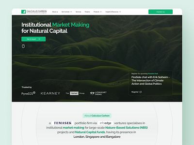 Landing Page - Calculus Carbon branding carbon markets credibility design figma hero section investment landing page sustainability ui ui design user research ux ux design web design