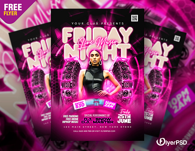 Free Flyer | Night Club Crazy Music Party Flyer PSD club flyer design flyer flyer psd free free flyer free psd music party poster party flyer party poster psd psd flyer weekend party