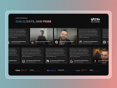 Client Testimonials clean creative design feedback minimal motion profile ratings review reviews testimonial ui uiux ux web website