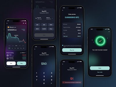 CryptoGo - a Cryptocurrency Mobile App Concept p.2 app bitcoin chart crypto cryptocurrency dark mode design mobile success trading ui