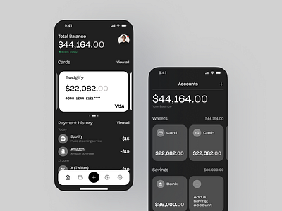 Budgify - Money Tracker app app banking black branding cash design expense finance flow ios minimalist mobile platform tracker typography ui ux white