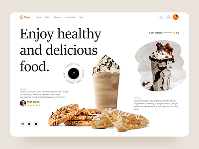 Dessert Website UI Design diner fluttertop food food and beverage food delivery food landing page food ui food web food website food website design milk milkshake restaurant app restaurant landing page restaurant menu restaurant website shake smoothie straw website design