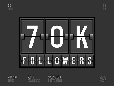 70k Followers 70k achivement aword branding clock counter design follow followers font icon icon set illustration letters logo numbers shoot timer typo vector