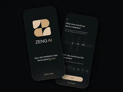 AI-based Meditation Application 2024 ai aibased app application dark design digital ios meditation minimalistic top shots ui uiux ux