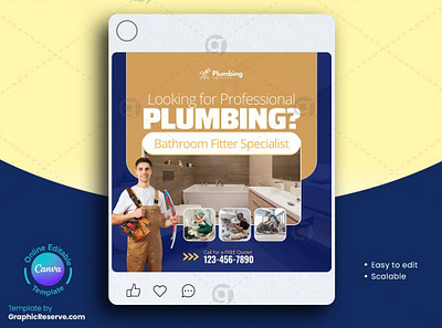 Plumbing Social Media Post Template Canva canva canva social media design expert plumber facebook post instagram post plumber plumber social media social media social media post social media post canva template