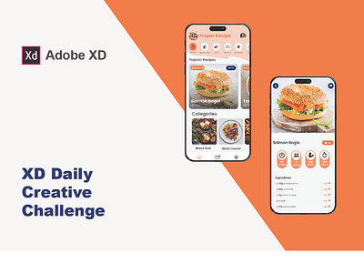 Food recipe app UI deign adobe xd adobexddailychallenge app design food app design ui ui ux ui ux design ux