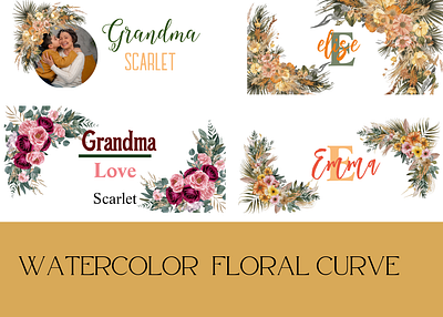 Floral curve in orange yellow color abstract beautiful blush pink bohemian bohemian flowers boho burgundy design dried leaves floral curve florals flowers graphic design illustration orange pampas grass watercolor watercolor florals yellow