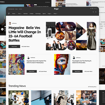 Papr blog fasion blog landing page magazine news website technology blog ui design