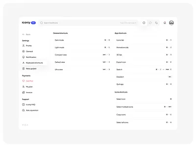 Icon manager → Shortcuts ⌨️ app clean colors design icon manager minimal mobile ui webapp