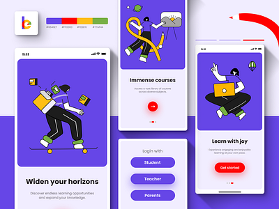 📚 Beyond Exams - Onboarding screen UI app app design branding children color palatte color palette concept design education illustration inspiration kids learning new onboarding purple school ui ux uidesign