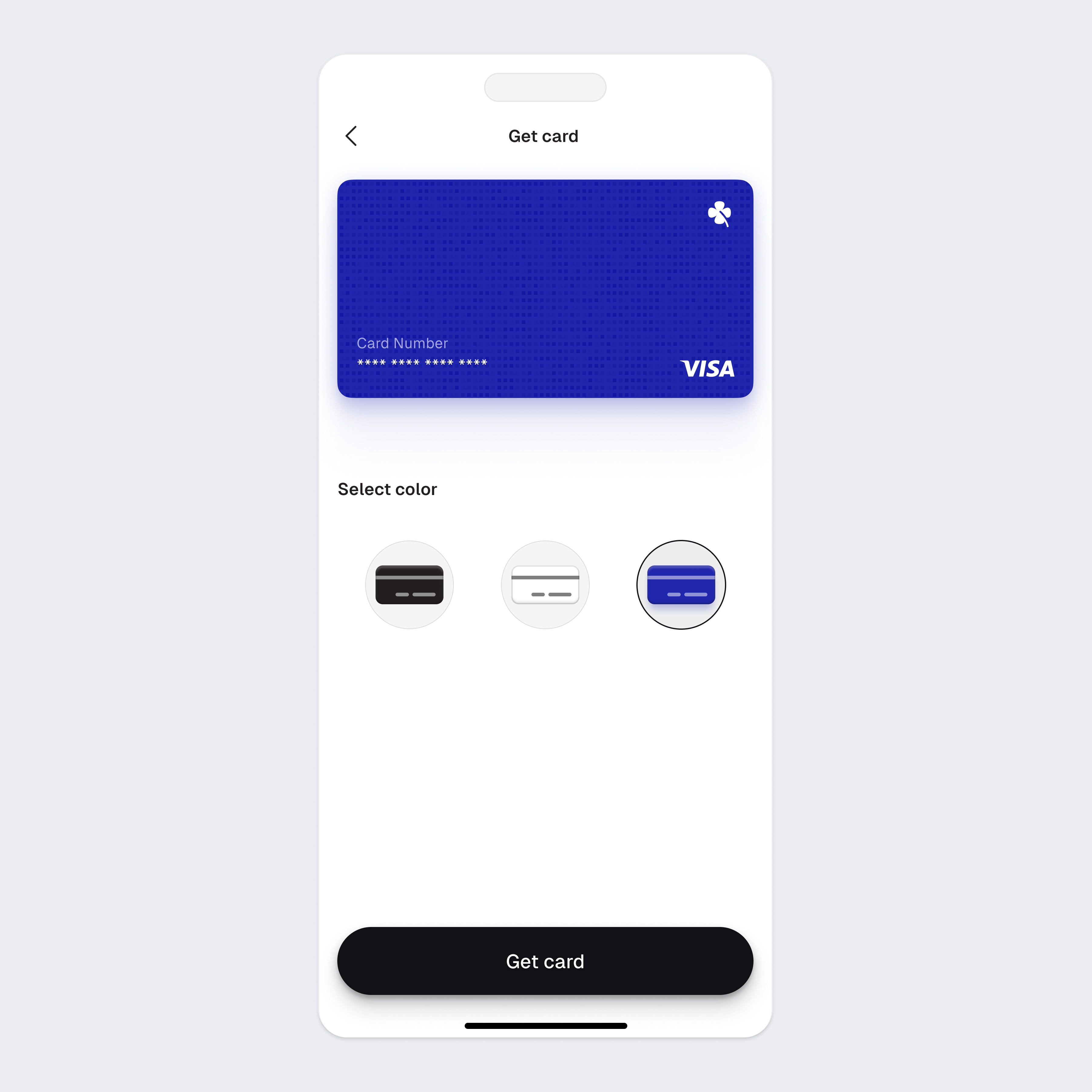 Create card card card design select color ui user interface