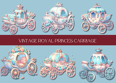 Vintage royal blue watercolor princess carriage abstract beautiful carriage cute design florals graphic design illustration princess princess carriage royal carriage vintage carriage watercolor watercolor carriage