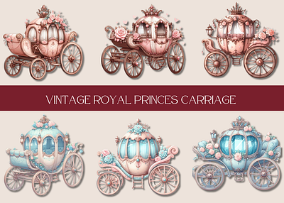 Vintage royal style princess carriage blue carriage carriage cute design florals graphic design illustration princess princess carriage royal royal carriage vintage vintage carriage watercolor watercolor carriage