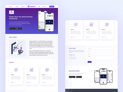 Product page for Social Media App design ui ux