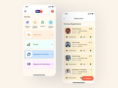 Yajan (Yagya Registration App) design ui ux