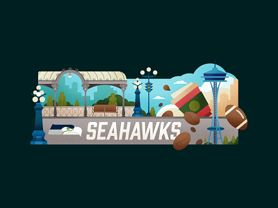 Seattle Seahawks adobe americanfootball brush clouds coffee editorial football illustration illustrator lamp landscape muti photoshop seahawks seattle sports texture vector