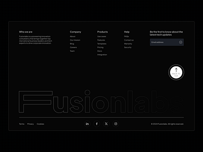 Footer design for Fusionlabs branding design finance footer gradient innovation landing page product design tech ui ux uxdesign website