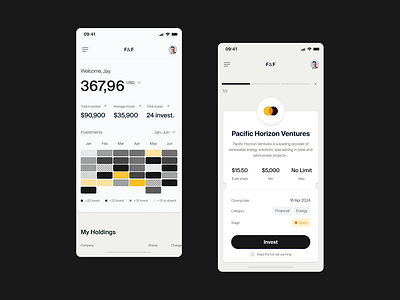 Investment Platform Mobile Interface company profile dashboard financial app fintech investment mobile app portfolio management ui design user interface uxui voit