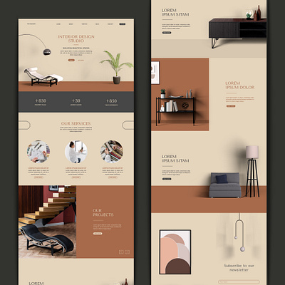 Flat Interior landing Page Design design graphic design landing page landing page design ui kit ui ux ui ux design user interface ux web design web interface website website design