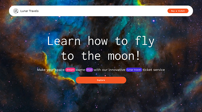 Ticket to the moon Website landing page branding design logo typography ui