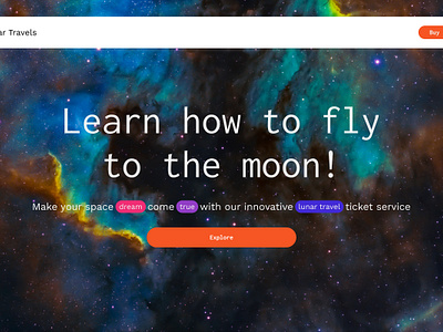 Ticket to the moon Website landing page branding design logo typography ui