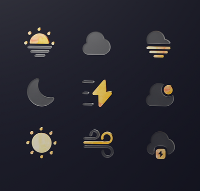Weather 3D icons 3d graphic design ui