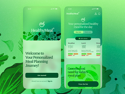 Personalized healthy meals app 🥬 app design branding design healthy meal planning app healthy meals healthy mobile app design illustration mobile app design ui ui design uiux