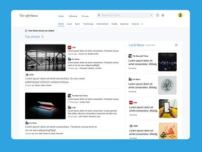 Web site design in Figma - Google News - design figma google news typography ui ux