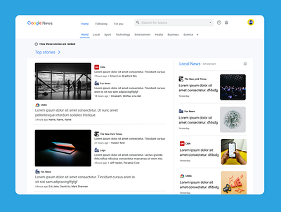 Web site design in Figma - Google News - design figma google news typography ui ux
