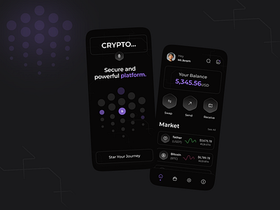 Crypto wallet- app app coin base crypto crypto banking crypto wallet app currency dark them digital banking eth fintech app ginance app minimmal startup swap ui uiux ux wallet mobile app