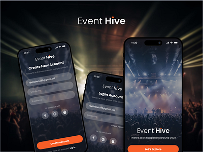 Event Mobile App Signup & Signin app dark darkmode design event mobile mobileapp signin signup ui uidesign