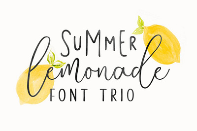 Summer Lemonade + Extras cute fancy flyer fonts foundry fun greeting card handwritten hart lemonade magazine playful quotes sans script summer trio type typography watercolor