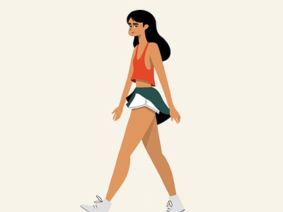 Girl 2d animation character girl illustration loop procreate summer walkcycle walking