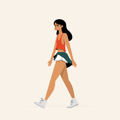 Girl 2d animation character girl illustration loop procreate summer walkcycle walking
