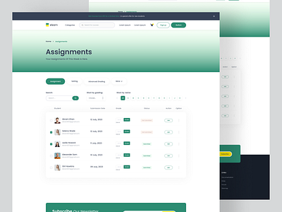 E-Learning Assignment Page Design assignment branding course dailyui design e learning education learning sajjad ui ux webdesigner