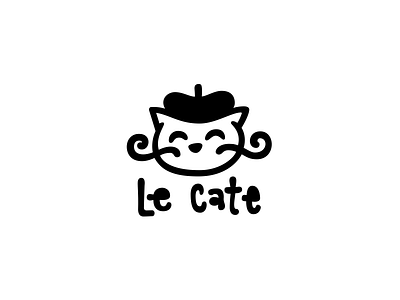 Le cate cat character france kitten logo logotype minimalism