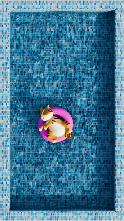 Pool Pawty!🐈 3d animation blender character design cyc cycles motion graphics