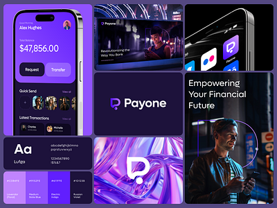 Payone (Fintech) Branding ads bento billing branding coin finance fintech graphic design latest logo money one pay payment payone send money transaction transfer ui violet