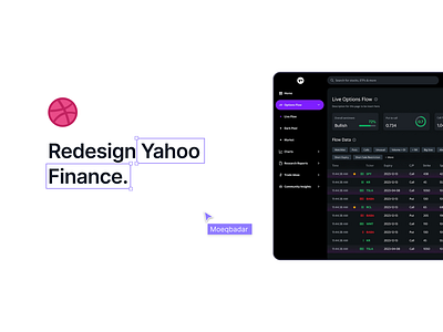 Redesign Yahoo Finance: Terminal Options branding redesign ui