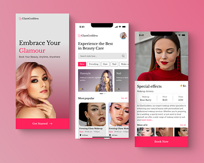 Beauty Saloon App beauty beauty saloon design interface mobileapp product design saloon app ui ui design uiux uiux design ux ux design