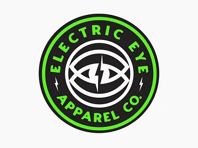 Electric Eye Circle Badge apparel branding clothing brand design electric eye graphic design identity illustration lighting logo mark merch
