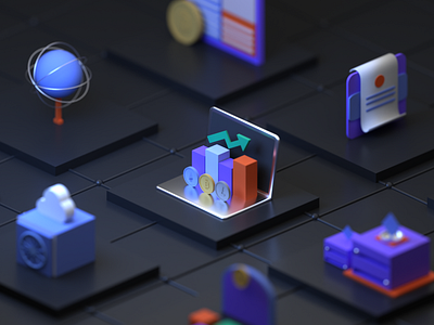 Crypto 3D illustration 3d 3d art 3d artwork 3d illustration 3d model 3d modeling abstract ar art artwork crypto design environment graphic design illustration isometric ui vr