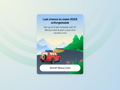 Travel illustration for marketing UI card art branding car design etmoney gradient graphic design icon illustration mountains nature travel travelling ui ui illustration vacation vector