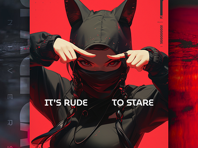 It's rude to stare ai branding cat daliy design illustration poster print