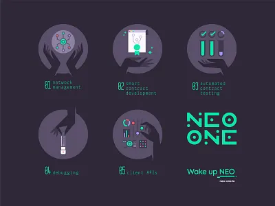 NEO•ONE 01 black blockchain branding computer crypto cryptocurrency design geometric gray green hand hands icon illustration logo neo tech technology type typography