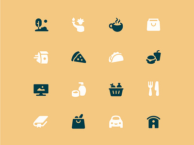 Smoooth ~ Specialty Delivery Icons 🍕 chunky delivery food icon iconography icons landmarks parks playful round shop smooth